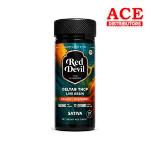 RED DEVIL D9 DUAL GUMMIES 12000MG BOTTLE 20CT - ORANGE & RASPBERRY SATIVA
