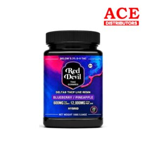 RED DEVIL SINGLE PACK 600 MG D9 BLEND DUAL GUMMY 20CT JAR-BLUEBERRY & PINEAPPLE HYBRID