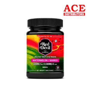 RED DEVIL SINGLE PACK 600 MG D9 BLEND DUAL GUMMY 20CT JAR-WATERMELON & MANGO  INDICA