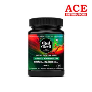 RED DEVIL SINGLE PACK 600 MG D9 BLEND DUAL GUMMY 20CT JAR-APPLE & WATERMELON INDICA