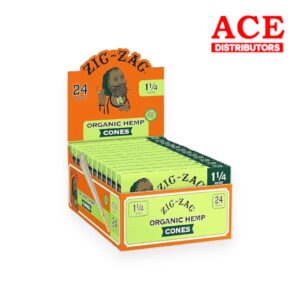 ZIG ZAG PAPER CONES ORG HEMP 1 1/4 24CT